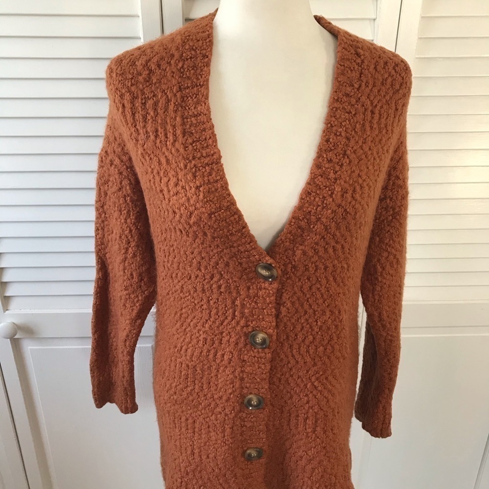 Splendid Rust Button Down Fuzzy Cardigan Size Xs - image 3